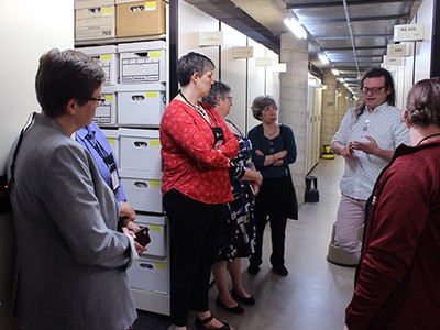 PHS’ David Staniunas leads a tour in the archives. Photo by Rick Jones