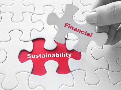 generic image of puzzle with financial sustainability printed on it