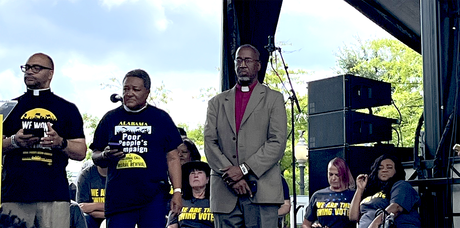Jimmy Hawkins, directory of advocacy of the PC(USA) was among several speakers at the Poor People’s Campaign event on Saturday. Contributed photo.