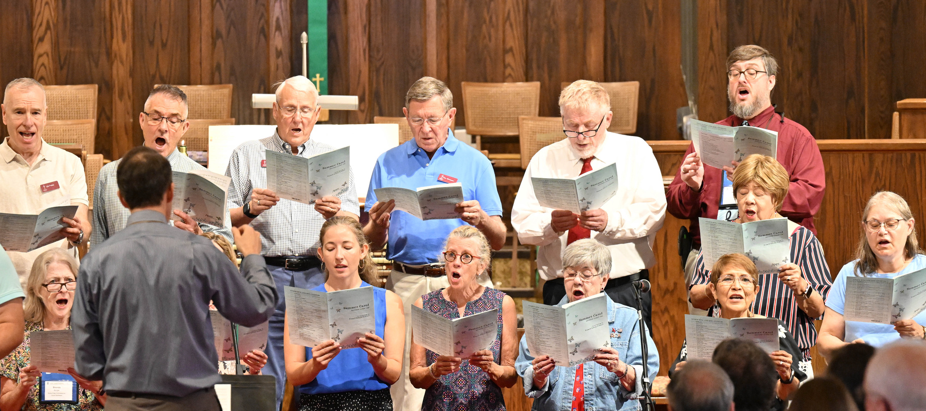 The Wasatch Presbyterian Church choir sings during morning worship. Photo by Rich Copley.