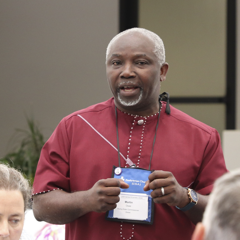 Rev. Martin Osae, a new worshiping community leader is a ruling elder commissioner, Grace Presbytery.