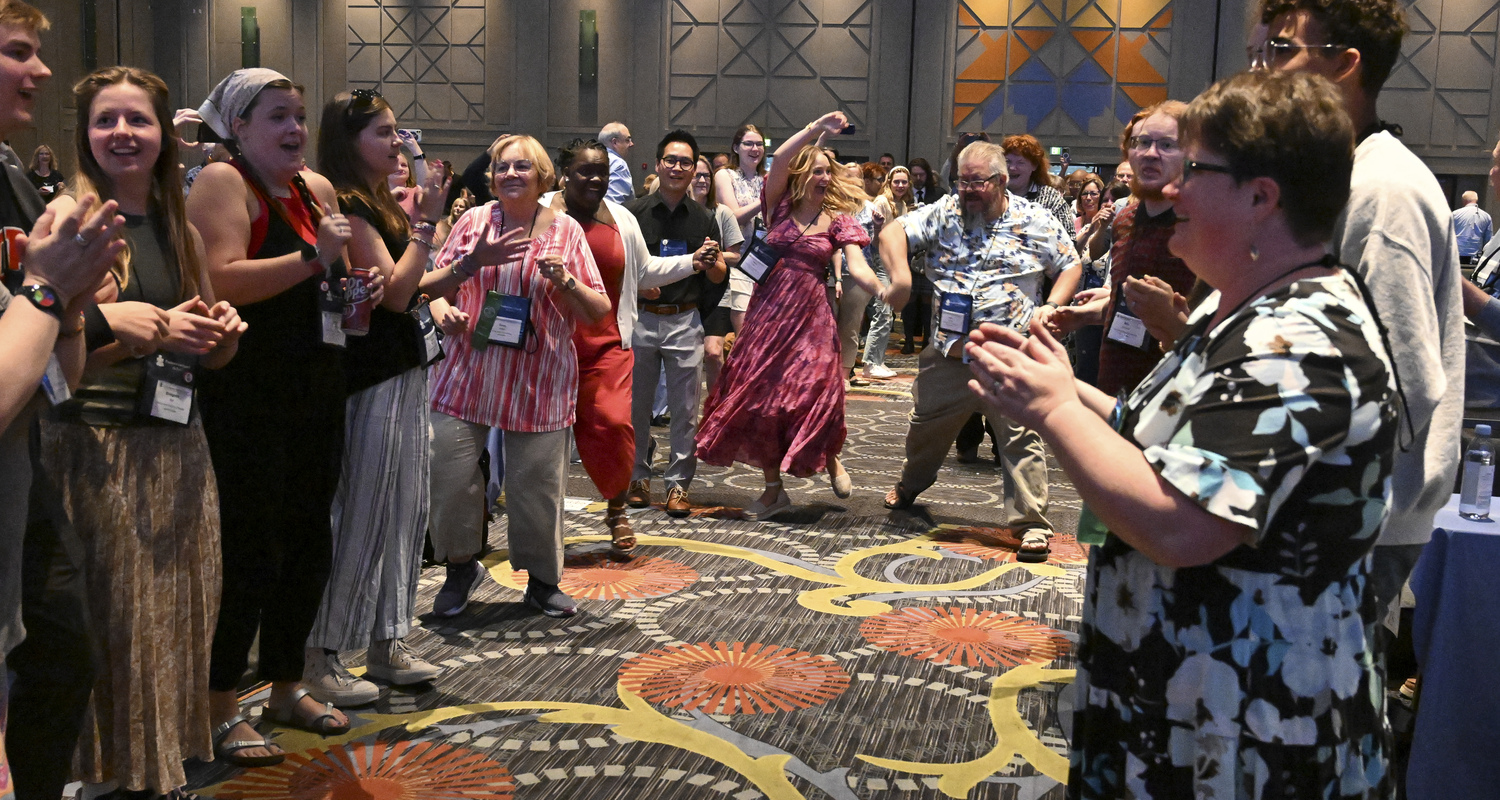After the blessing and charge, Assembly participants danced during the breaktime leading up to the first of 3 plenary meetings schedule for July 3, 2024.