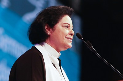The Rev. Najla Kassab, President of the World Communion of Reformed Churches delivers sermon "Towards a Kingdom of Reconciliation" at the Ecumenical Service of Worship on Wednesday at the 223rd General Assembly.