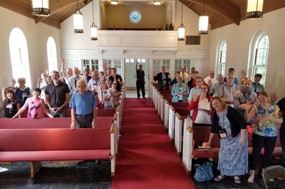 Worshipers on Sunday morning at Glendale Presbyterian Church, Glendale, Mo.