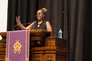 Aisha Brooks-Lyle, minister of mission at Wayne Presbyterian Church in Philadelphia, preaches at the NEXT Church national gathering in Atlanta, Feb. 23, 2016.