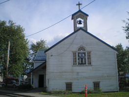 The exterior of Hoonah Presbyterian Church.