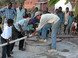 Jim McGill at a well site in Malawi.