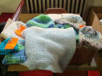 Knitted hats and blankets