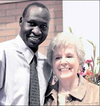 Starmount Presbyterian Church members Gai Ajak Riak, who came to the United States from Sudan, and Katherine Poole, a native of Greensboro.