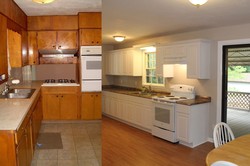 Before and after images of the Promise House kitchen.