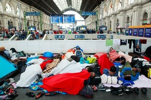 Syrian refugees at Budapest Keleti railway station, Sept 4, 2015.