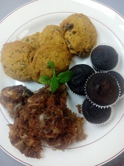 Butter nut squash cookies, apple cake, and chocolate beet cupcakes.