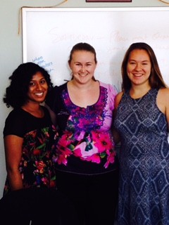  (L to R) Madeline Bacchus, Willa Van Camp and Amelie Clemot are interns with the Presbyterian Ministry at the United Nations.