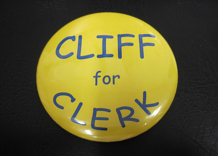Button supporting Kirkpatrick for Stated Clerk
