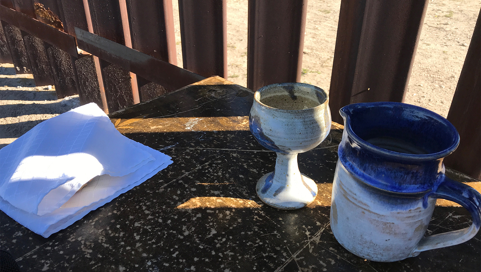 Communion Table Set Up at the Border Wall in Sunland Park, NM in November 2018. 