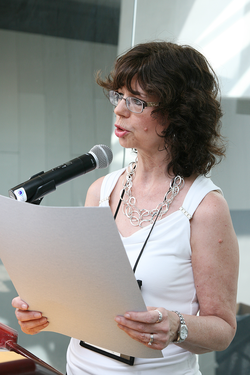 Lynn Smit , stated clerk of the Presbytery of Plains and Peaks, presented the C. Fred Jenkins Award at the 221st General Assembly (2014) of the PC(USA) in Detroit, MI on Tuesday June,17 2014.