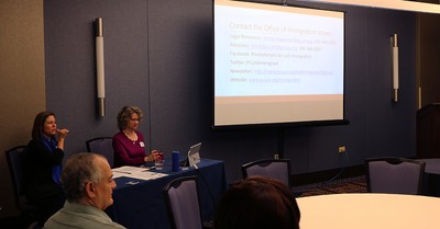 Amanda Craft and Teresa Waggener with the PC(USA)’s Office of Immigration lead a workshop at the conference. 