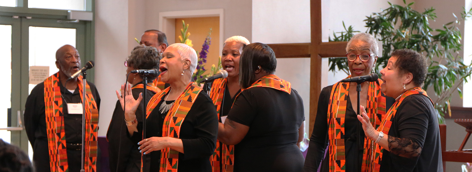 The Peace Choir sang several of Robina Winbush’s favorite songs during worship at the PC(USA) Chapel. Photo by Angie Stevens.