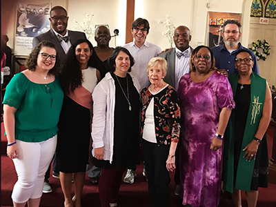 Members of the Vision 2020 Team worshipped recently with Grace Hope Presbyterian Church in Louisville, Kentucky. The pastor, the Reverend Angela Johnson, is at right, first row.