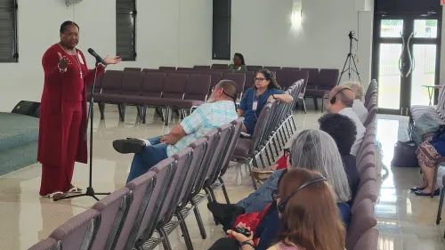 The Rev. CeCe Armstrong leads a Q&A at the APCE-SOAP 2026 Gathering