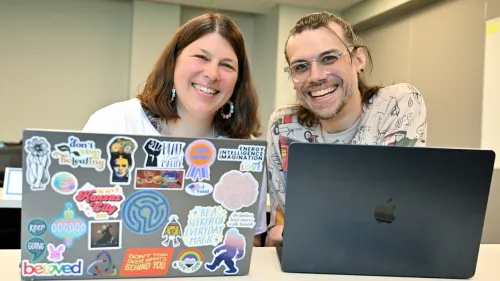 Rev. Jenny Wells and Dustin Wilsor at the Presbyterian Center
