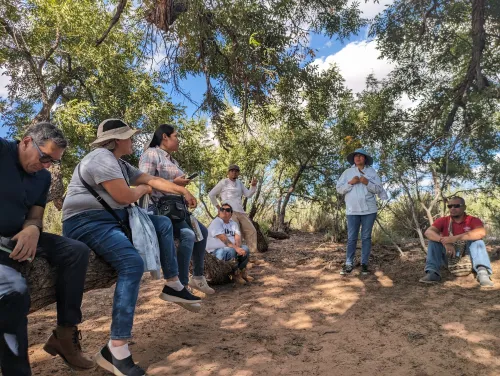 A delegation of partners from El Salvador and Greece participates in a Bible study facilitated by leaders from Frontera de Cristo, a Presbyterian border ministry located in Agua Prieta, Sonora, and Douglas, Arizona. Next week’s delegation to the United Nations’ International Migration Review Forum will include participants from Frontera de Cristo on the U.S-Mexico border as well as those from migrant-led organizations in El Salvador and Greece.