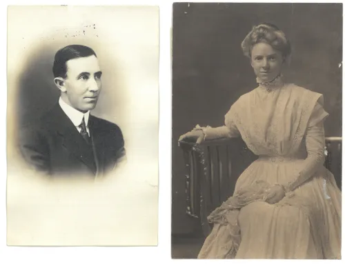 Two portait photographs from RG360 that show a young man (left) and young woman (right)