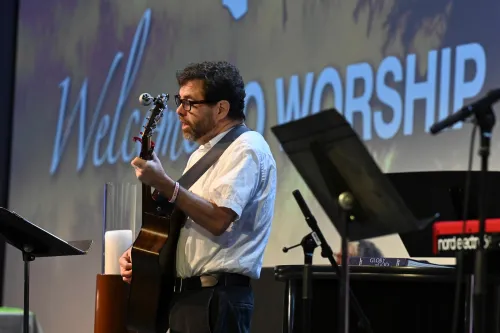 David Gambrell, Associate for Worship, performing at the 226th General Assembly in 2024. Gambrell has worked with this the General Assembly Worship Planning team to organize worship services in Milwaukee. Photo by Rich Copley