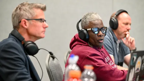 Committee leaders Steve Watts (left) Patricia Bligen Jones (center) and Seth Normington (right)on the second day of GA227 meetings.