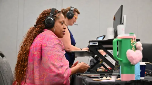 The Gender and Sexuality Justice Committee leadership team members work through the last items of business on June 24. 