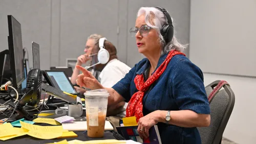 Committee moderator Charlotte Lohrenz leads discussion on the last day of committee meetings on June 24, 2026. Photo by Rich Copley.