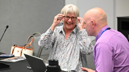 Deb Avery (left) chaired the Unification Commission's Ministry Coordination Committee that created the manual for the incoming PL&W Board. Photo by Rich Copley.