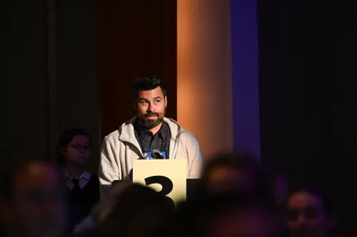 Mike Goodwin speaks during the 5th plenary during the 227th General Assembly. Photo by Kristen Gaydos.