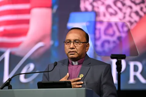 Sunil Mankhin from the Church of Bangladesh addresses Plenary 10 of the 227th General Assembly of the Presbyterian Church (U.S.A.) was held June 22 to July 2, 2026