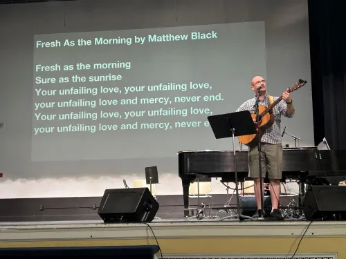 Matthew Black leads a song