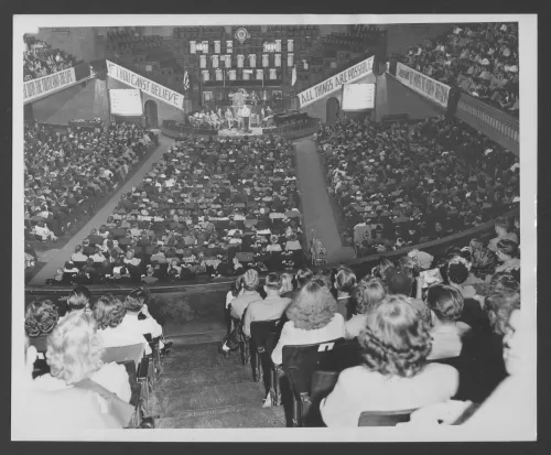 Moody Memorial Church in Chicago, filled to the brim with attendants at the first convention of the National Sunday School Association..