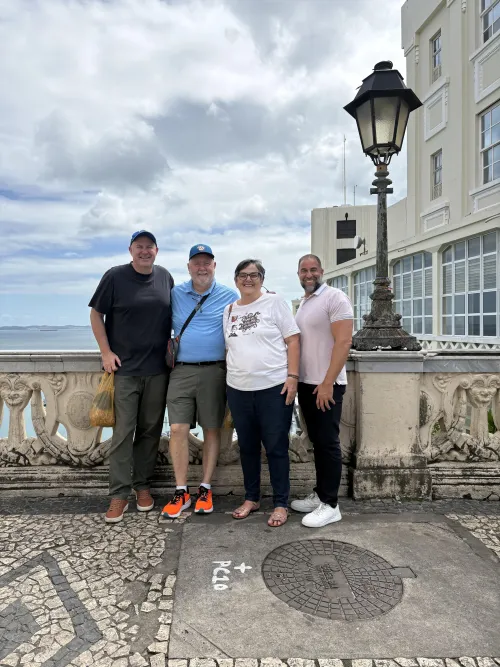 Jed Koball (left), Kerry Rice (center left) and Danny Morales (right) are with Ruling Elder Anita Wright Torres, the daughter of former PC(USA) mission worker Jaime Wright.