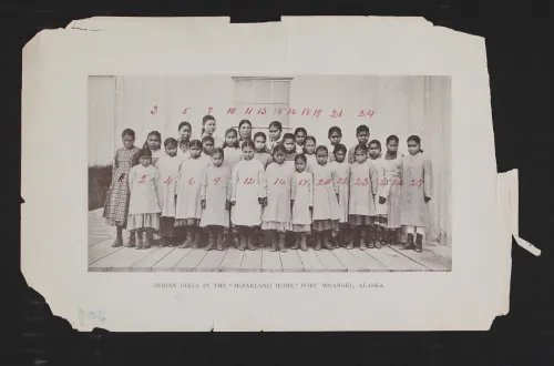 Group photograph of girls enrolled at the McFarland Home in Alaska, 