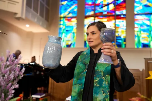 Rev. Perrin Tribble Andersen at table (contributed by Perrin)