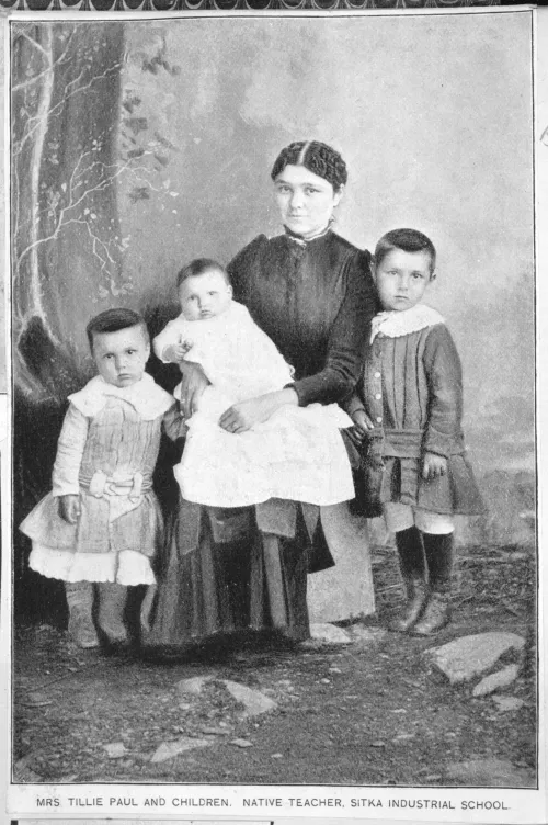 Tillie Paul Tamaree and her children after the loss of her first husband, circa 1888.