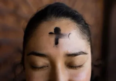 ashes-cross on forehead for Ash Wednesday