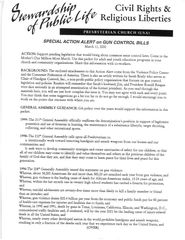 Special Action Alert published in 2000.