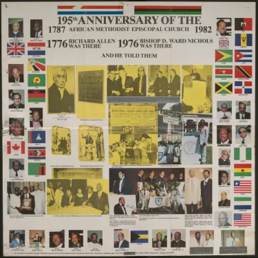 A poster collage created by congregants of Mother Bethel's AME Church, located in Philadelphia, PA, just one block from the Presbyterian Historical Society, in celebration of the church's 195th anniversary