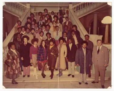 Boggs Academy's Goverment Class at the State Capitol in Atlanta, Georgia, with Mr. Frank Wilson, instructor (bottom right).