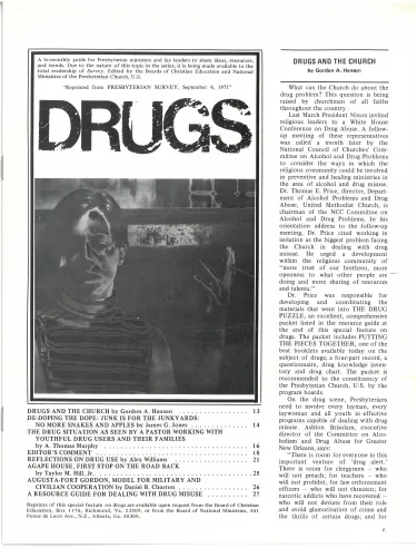 Presbyterian Survey special issue on Drugs and the Church, September 1971. 