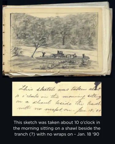 A sketch of a river being crossed, by Fanny Smith Leiper, 1890