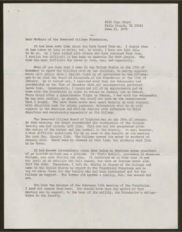 Carolyn D. Spatta letter.