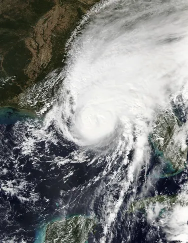 Swirling hurricane in white