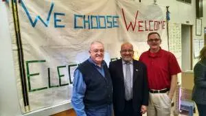 "Why Choose Welcome in a Time of Fear?" forum panelists Rev. George Bitar, of the Middle Eastern Fellowship, Mayor Danny Ortega of Douglas, and Rev. Brad Munroe, pastor in the Presbytery de Cristo