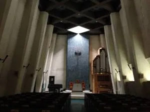 Hokusei University Chapel; note how the light radiates into a triangle: Immanuel, God with us‹Father, Son, and Holy Spirit